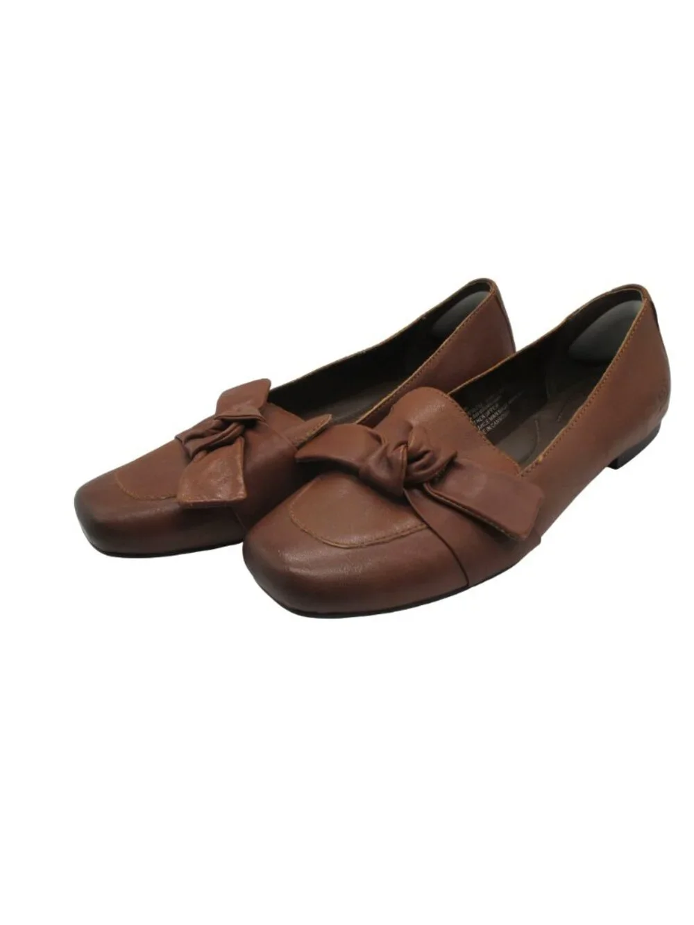 Born Carrine Leather Loafer Brown 9.5 Women’s Preppy Tailored Flat With Bow